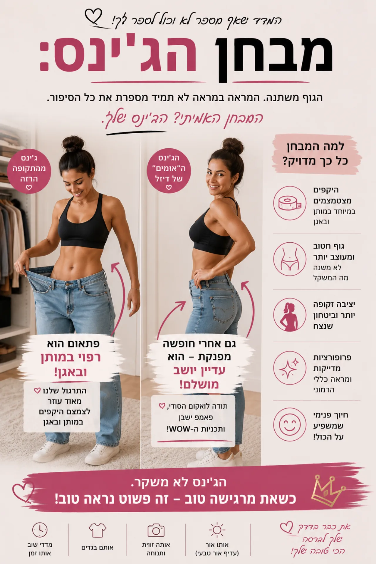 מבחן הג'ינס — הגוף משתנה גם כשהמראה במשקל לא מספרת